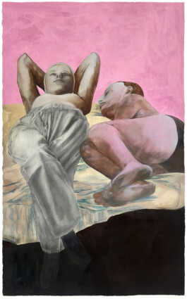 A Different Version, 2022, Distemper, pastel, conte and pencil on prepared Arches paper 102 x 62 cm